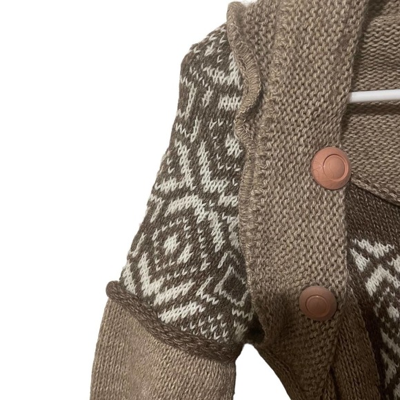 𝅺puella Brown Tribal Print Wool Blend Sweater w/Terracotta Buttons - Picture 2 of 8